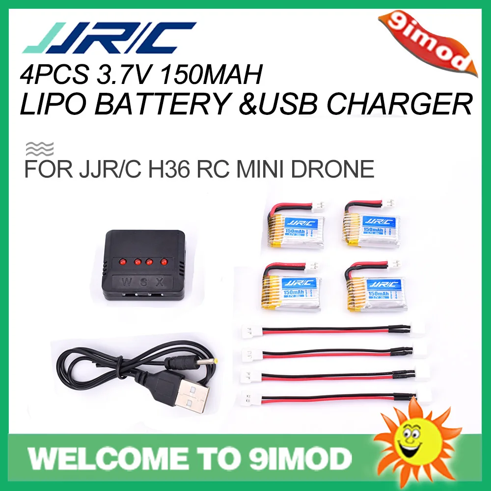 4 шт. JJRC H36 3 7 V 150mAh 30C Lipo батарея и USB зарядное устройство X4-016 для RC Mini Quadcopter Drone |