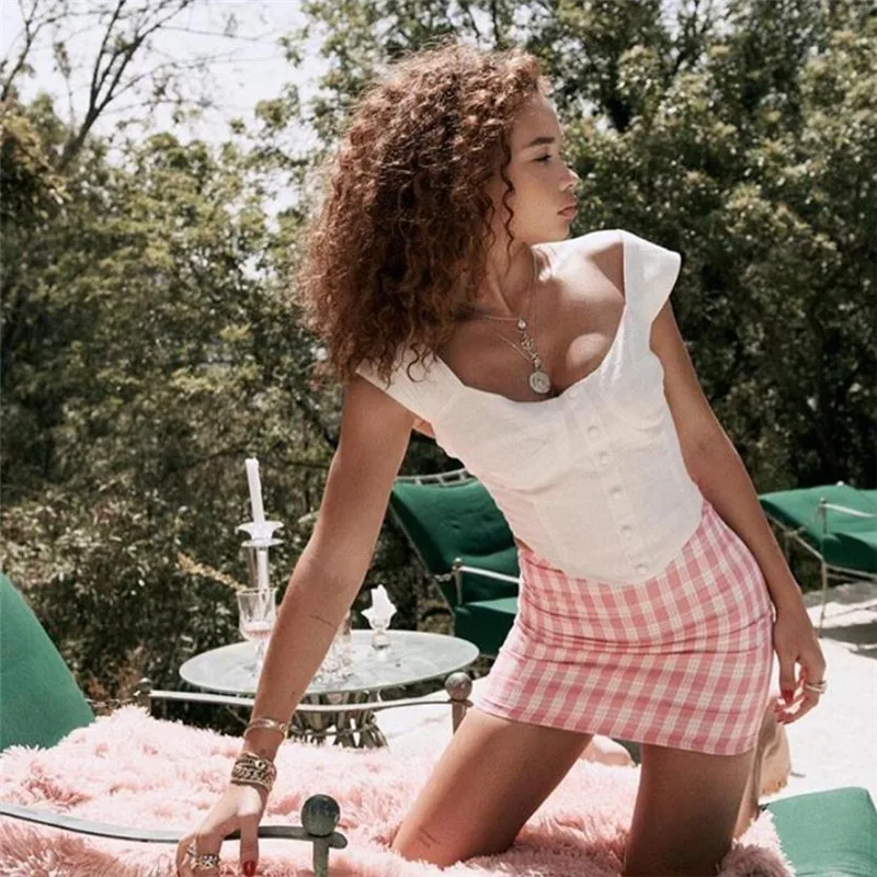 2019 летние однотонные женские уличные сексуальные футболки с кнопками винтажный