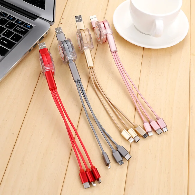 Mumesty 3-в-1 прокатки кабель передачи данных USB Смарт-кабель для зарядки телефона