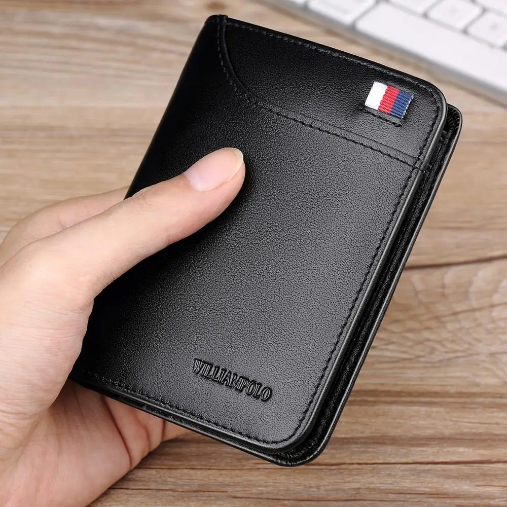 Кошелек мужской короткий из натуральной кожи с отделением для кредитных карт и