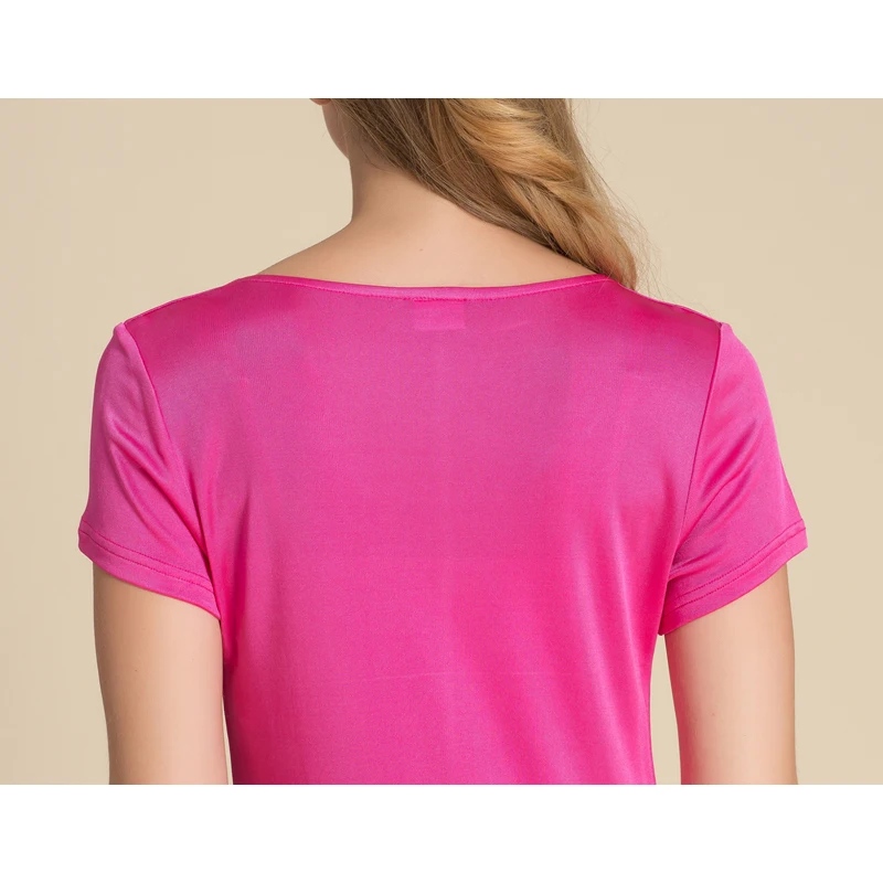 Женская футболка с короткими рукавами и воротником из шелка 100% шелк|short sleeve shirt