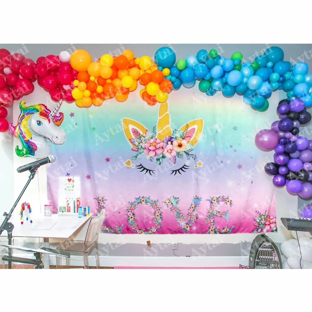 

OurWarm Unicorn Party DIY Decoration Birthday Photography Background 210*150cm Pink Stripes Unique Design Party Supplies
