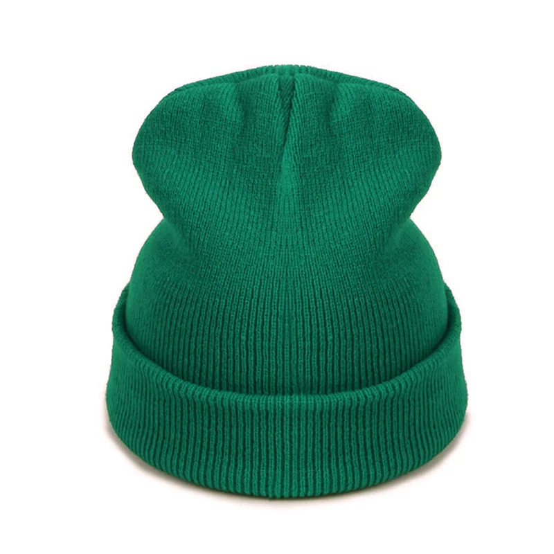 Green Новинка, модная зимняя шапка для женщин и мужчин, шапка Skullies Beanies, теплые шапки унисекс, вязаные шапки для мужчин, шапки бини, простая теплая мягкая шапка - Цвет: Green