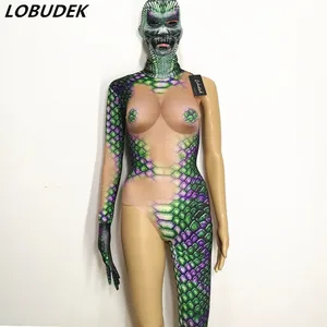 Мужскойженский 3d-комбинезон со змеиным принтом, костюм ужасов, для бара, клуба, танцев, для выступлений, сценических выступлений