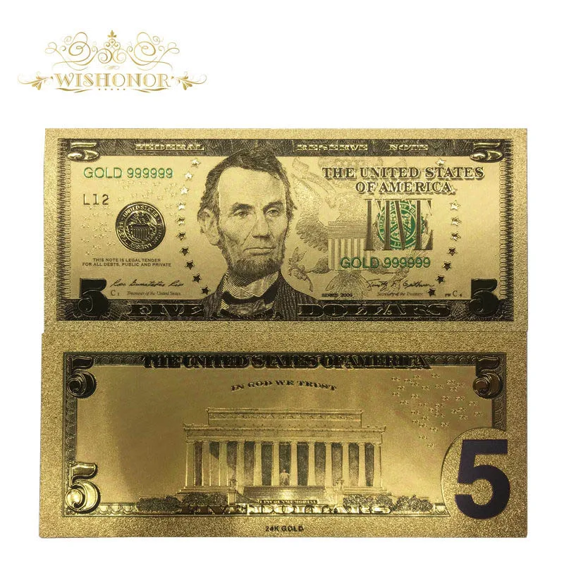Все типы 2018 горячие продажи американские банкноты доллар золотые в 24k