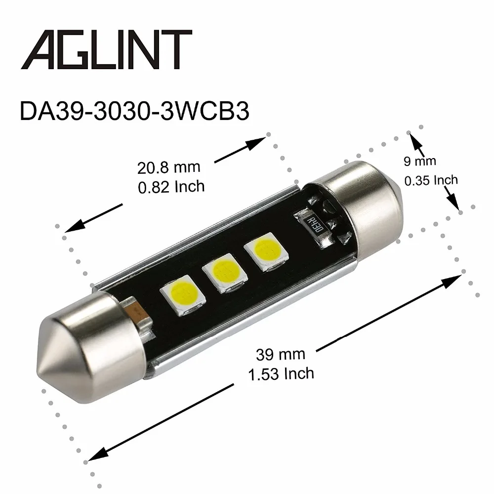 Светодиодный светильник AGLINT 2 шт. для салона автомобиля Festoon C5W C10W 39 мм