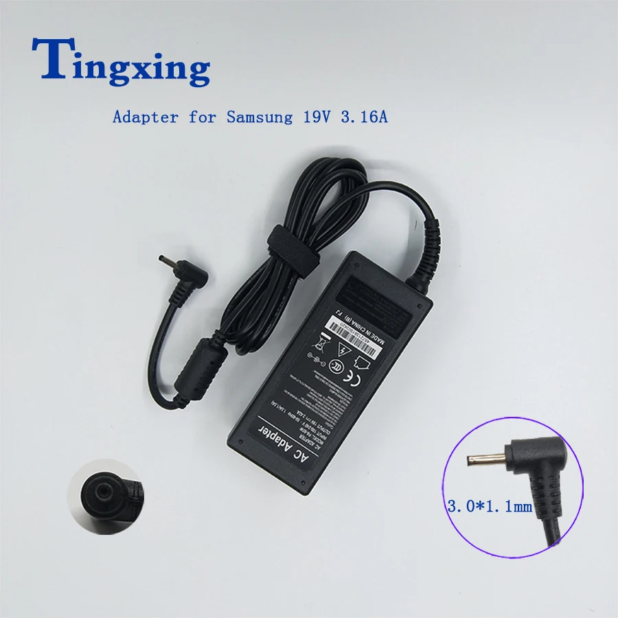 

19V 3.16A 60W AC Adapter For Samsung Laptop Power Charger Supply 3.0mm*1.1mm