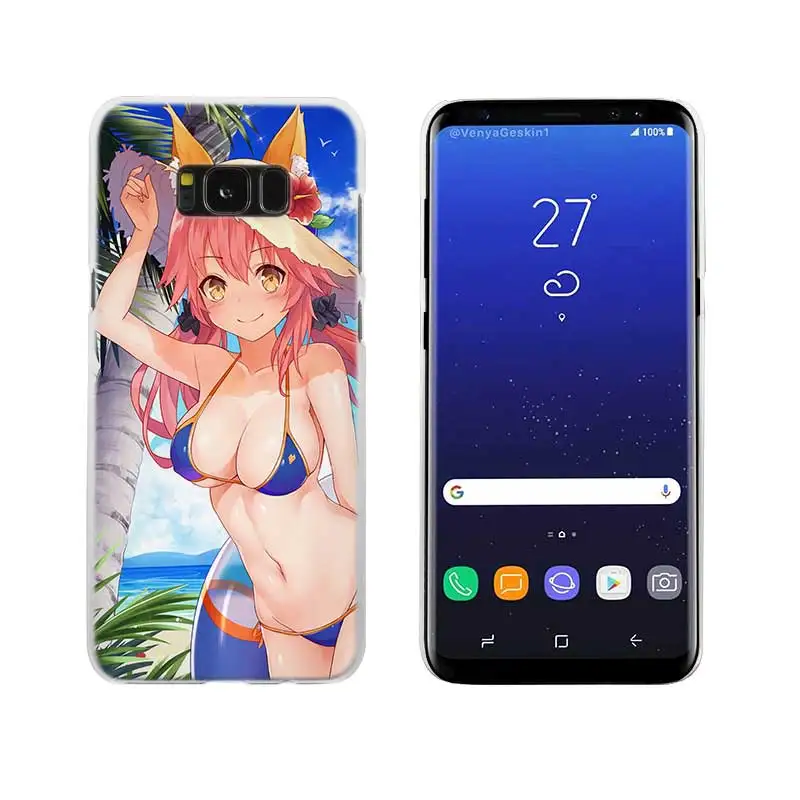 06 Сексуальный аниме kawaii Girl Прозрачный Note 10 9 pro Жесткий чехол для samsung Galaxy S4 S5 S6 S7 S8 S9 Plus Edge Mini s10 lite - Цвет: 06