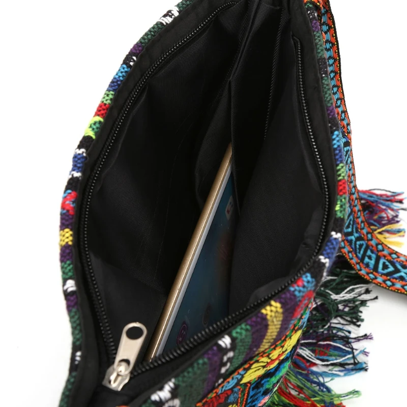 Unique Vintage Ethnic Shoulder Bag Embroidery Boho Hippie Tassel Tote Messenger images - 6