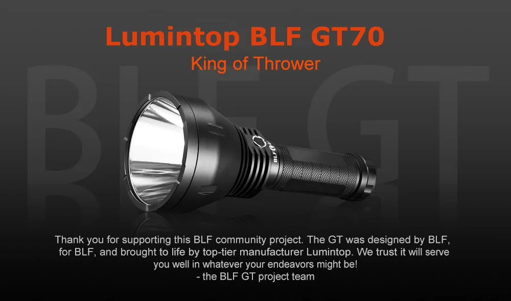 Комплект фонарика Lumintop BLF GT70 12 В Cree XHP70.2 макс. 7500 лм расстояние луча 1400 м фонарик с