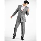 Мужские костюмы с отложным воротником и двумя пуговицами, светильник-серого цвета, смокинги для мужчин (пиджак + брюки), на заказ, 2020