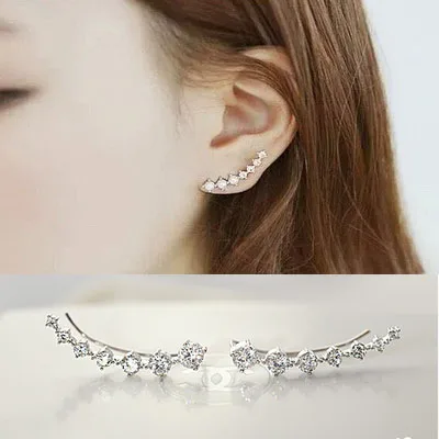 925 pure silver stud earring fashion boring one piece earrings accessories elegant fresh female gift ear hook | Украшения и