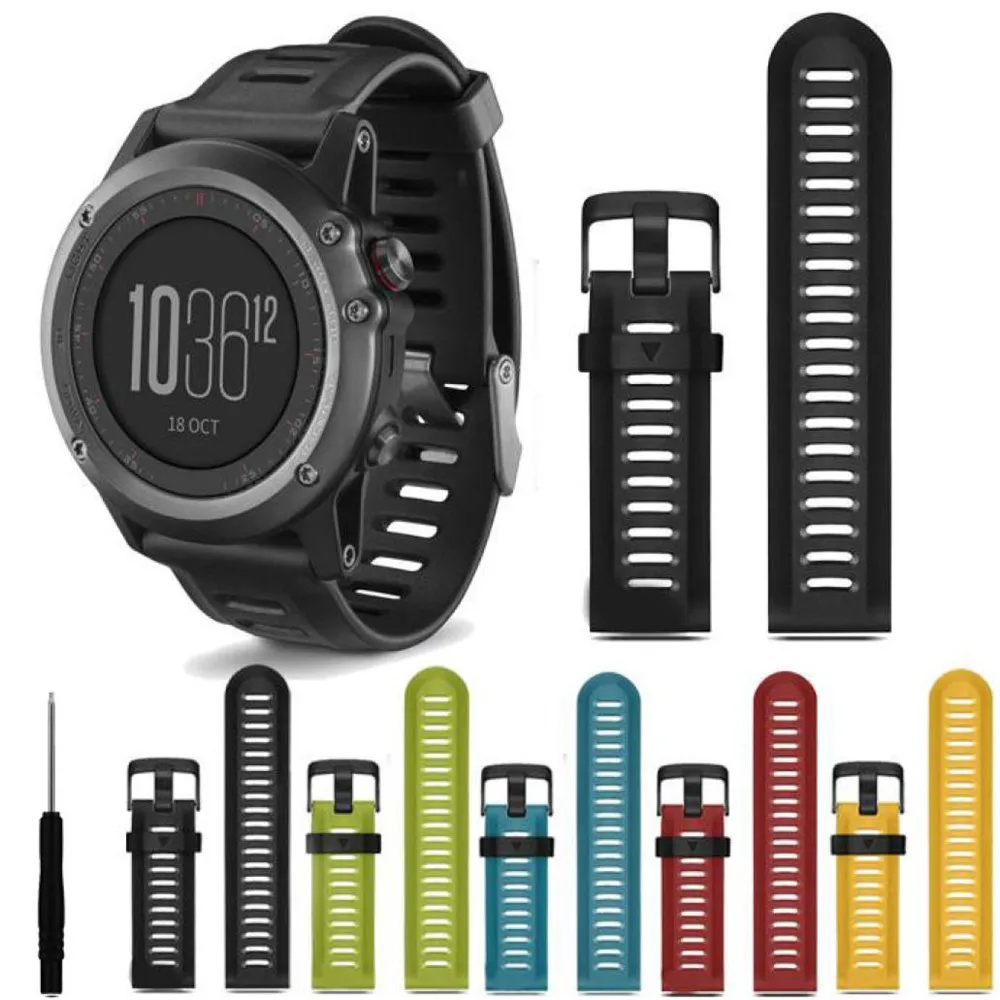 Ремешок силиконовый для наручных часов Garmin Fenix 5X Plus 3 3HR Sapphire D2 Bravo 22 см|Ремешки