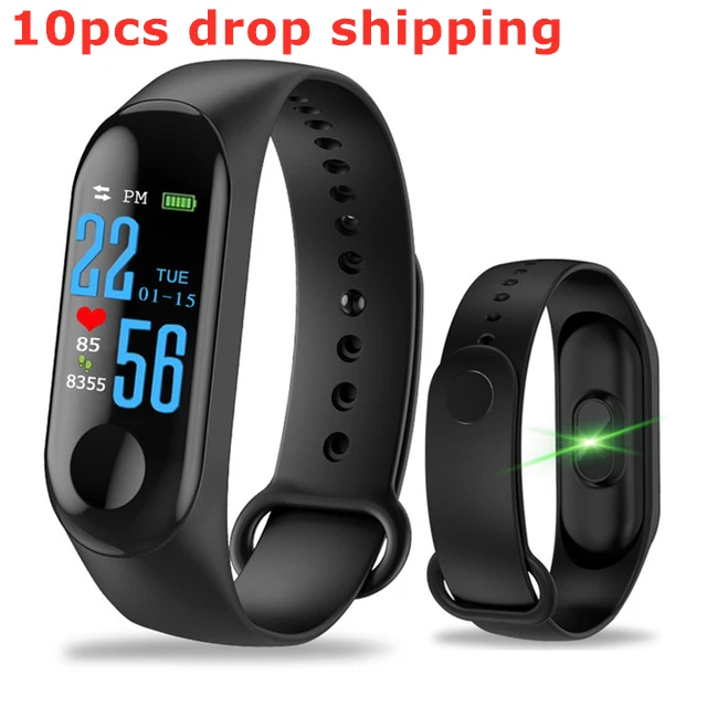 10 balck 10 шт./лот M3 Pro Bluetooth спортивные Смарт часы с пульсом кровяного давления будильник шаг фитнес-трекер для Android и IOS - Цвет: 10 balck