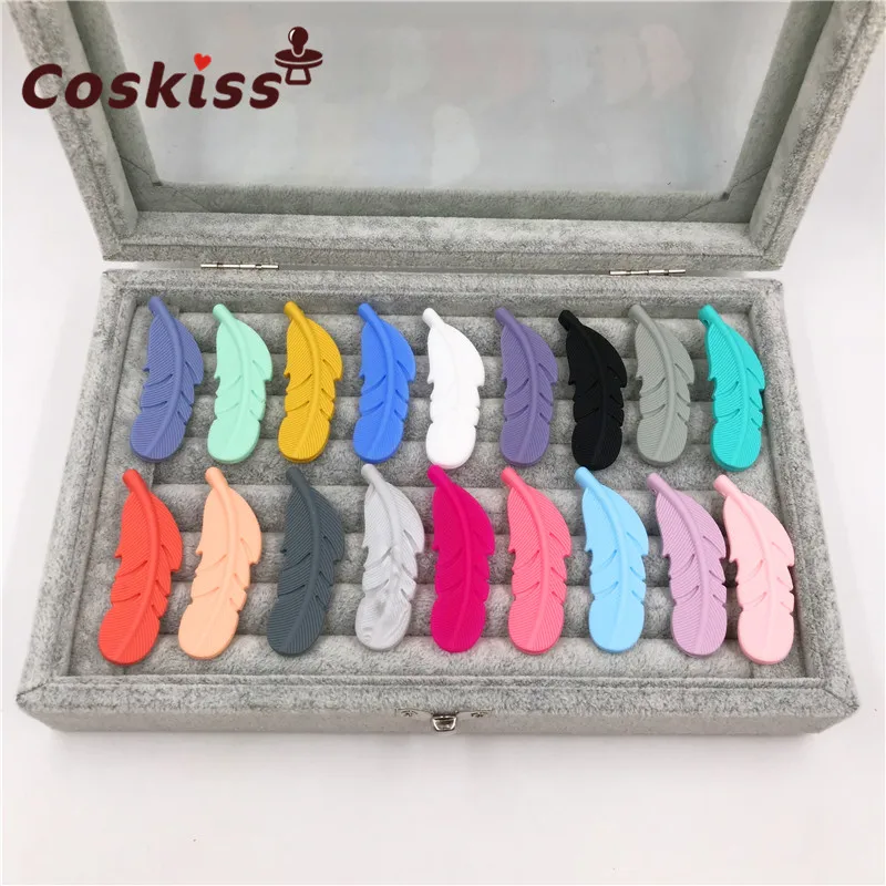 

Food grade Silicone Feather Shape Beads BPA Free for DIY Jewelry Accessories Making Baby Teething teether Necklace