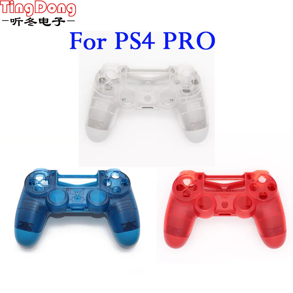 Прозрачный пластиковый чехол для Sony PS4 Pro синий красный белый накладка