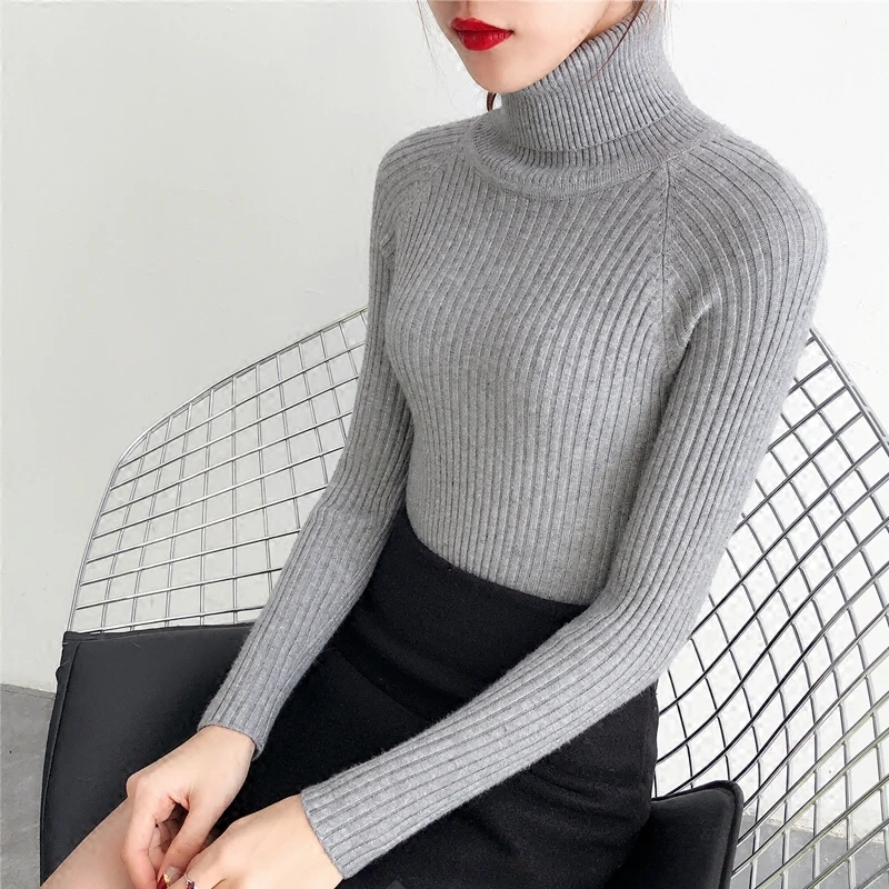 2019 New Women Fashion Thicken Sweater Pullover Slim Stretch Knit Explosion Turtleneck Complete color welcome to | Женская одежда