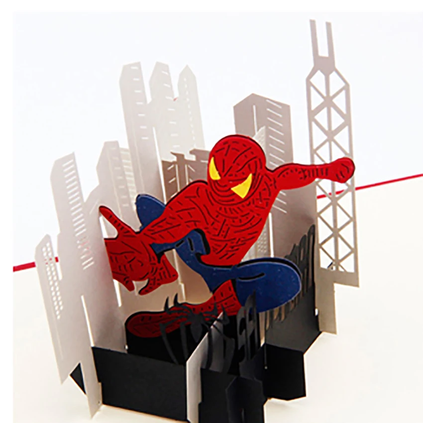 3D открытка креативный подарок мультфильм Человек-паук Новогодняя Рождественская открытка на день рождения визитная открытка бумага для рукоделия приглашения