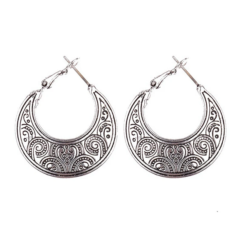 Женские винтажные серьги Jhumka этнические подвески серебряного цвета в форме Луны