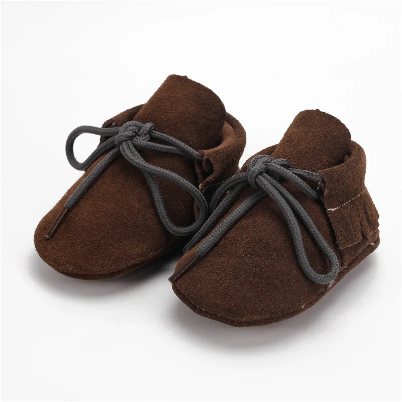 Замшевые детские мокасины из коровьей кожи с мягкой подошвой Обувь для маленьких