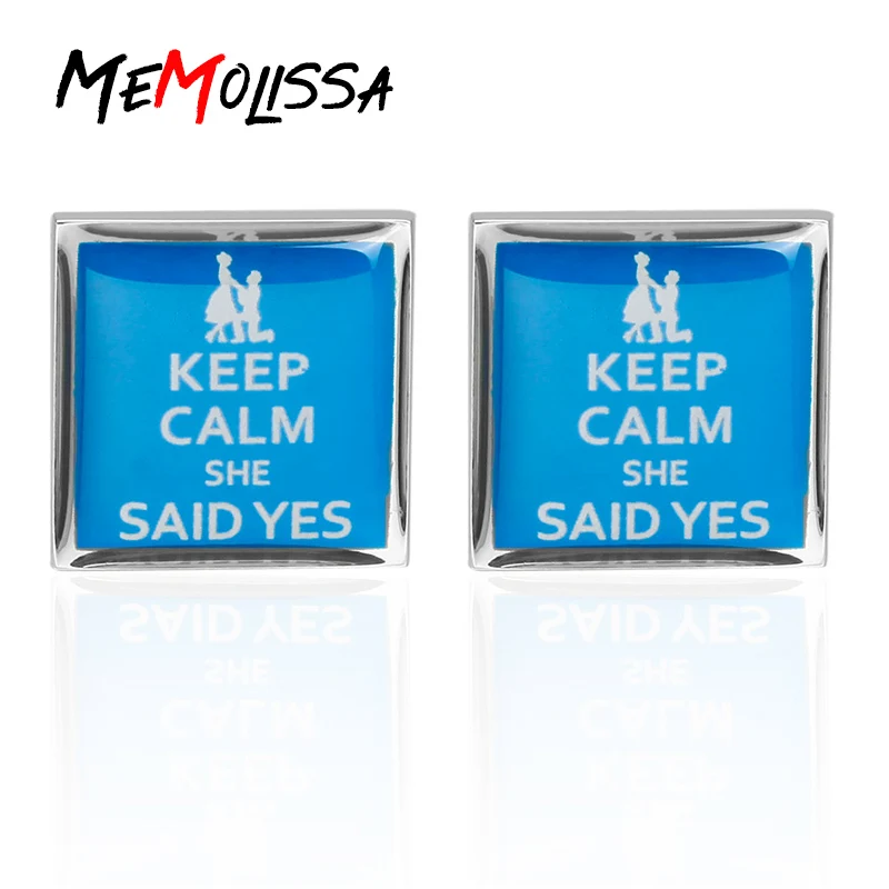 

MeMolissa 3 Pairs New Style KEEP CALM Cufflinks Marry Me Cuff links Quote Shirt Cufflinks For Mens Suit Sleeve Hot Sale