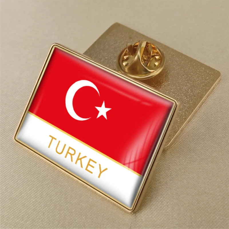 Индейка один флаг нагрудные булавки - Окраска металла: Turkey-RL