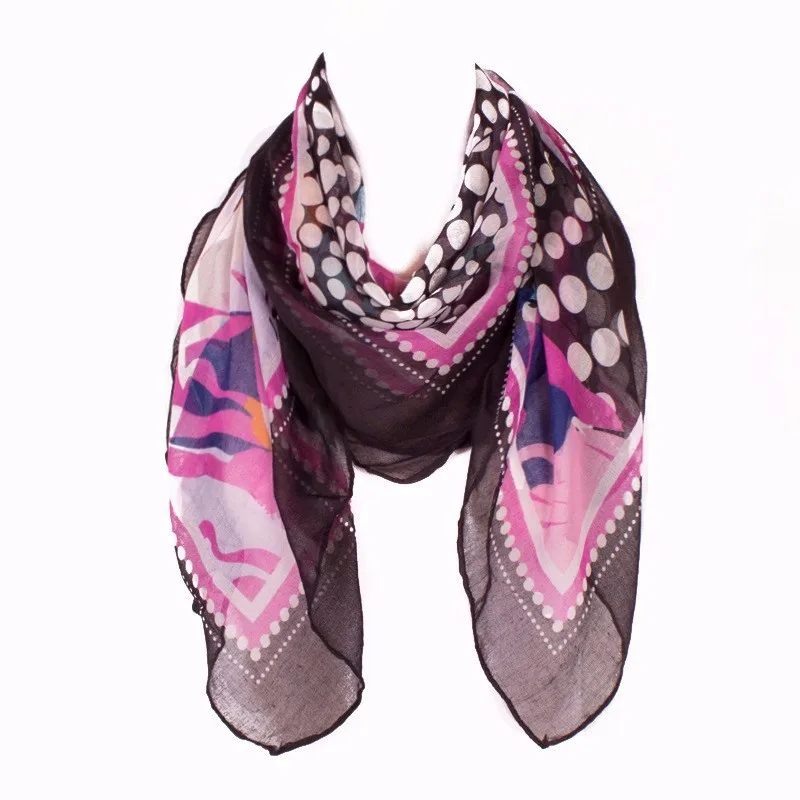 

Новый модный легкий женский квадратный шарф с черным принтом из полиэстера тонкий прозрачный 100*100 см