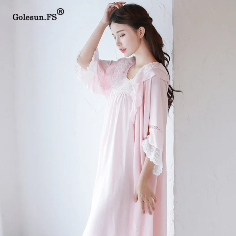 light pink Невесты Халаты комплект Для женщин Ночная рубашка трусы кружевные Хлопковые наборы, халат сексуальная ночная рубашка пеньюар свадебное Pijamas 8091 - Цвет: light pink