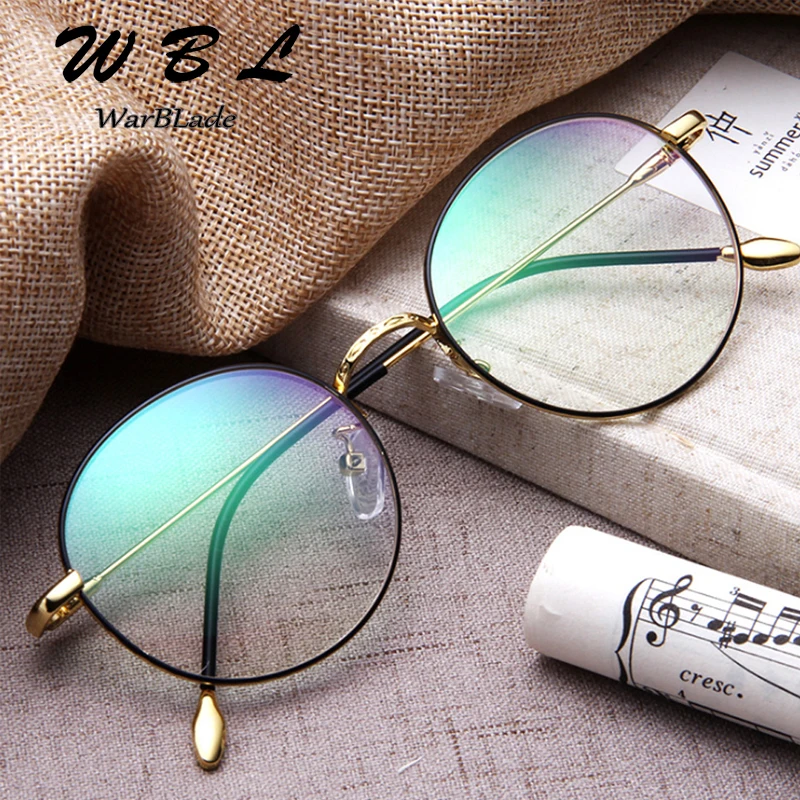 

WarBLade Women Glasses Round Anti Blue Ray Transparent Eyeglasses for Men Spectacle Frame Fashion Clear Lenses