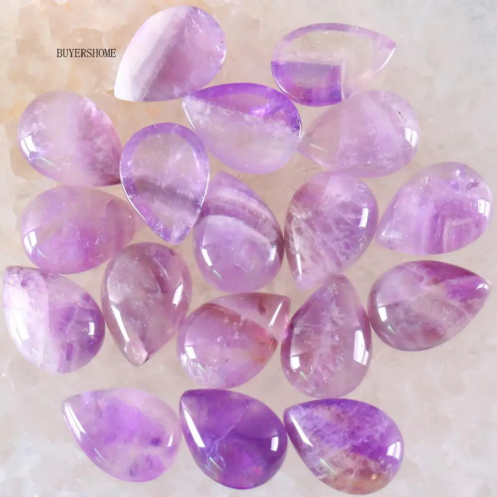 10Pcs 13x18MM Natural Stone Purple Crystal No Drilled Hole Water Drop Cabochon CAB Bead For DIY Jewelry Making Ring K804 | Украшения и