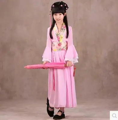 1 Древний китайский традиционный Национальный костюм для девочек розовое платье