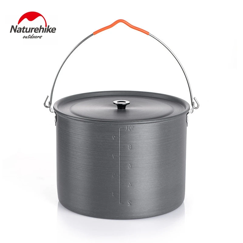 Кастрюля Naturehike 10л с ручкой и регулируемым штативом для приготовления пищи из