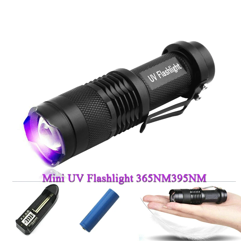 Мини зум УФ фонарик ультра фиолетовый свет Blacklight лампа AA батарея для обнаружения