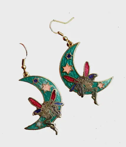 Серьги-подвески с эмалированной подвеской ручной работы | Украшения и аксессуары