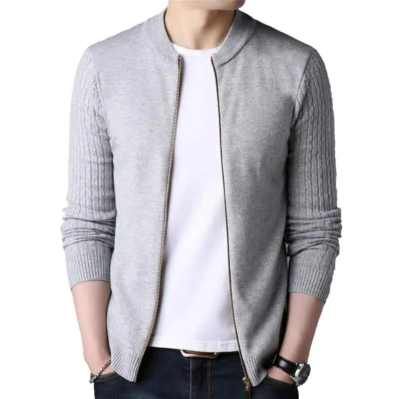 

Men Sweater Fashion New Autumn Mens Cashmere Cardigan Zipper Sweatercoat Male Knitwear Stand Collar Sweater Coat