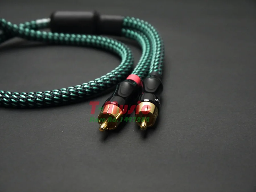 1 шт. HiFi аудио кабель 3 5 мм на 2 RCA 4N OFC (зеленая версия) | Электроника