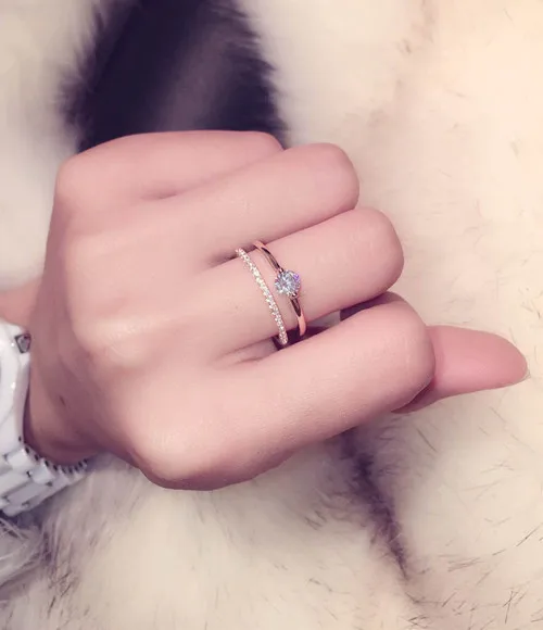 Новинка 2017 регулируемые кольца для женщин бижутерия очаровательное Двухслойное