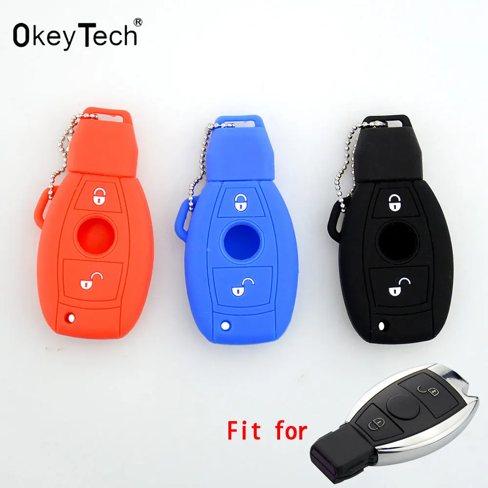 OkeyTech 2 кнопки силиконовый чехол для автомобильного ключа Mercedes s e a Benz W203 W204 W211 W210 CLK