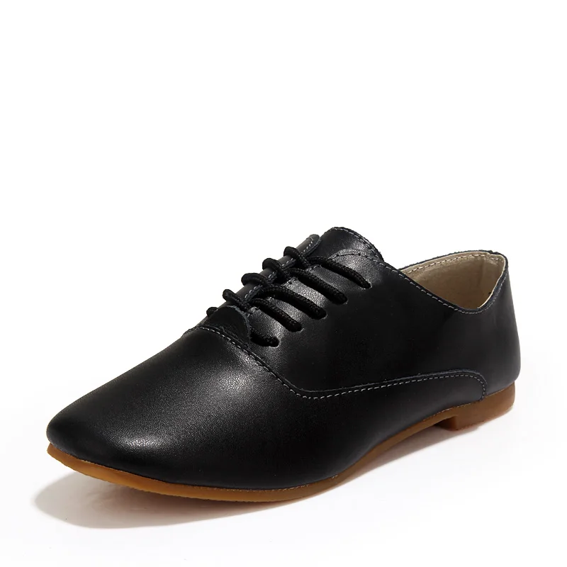 Весенние женские туфли-оксфорды Балетки на плоской подошве Женская кожаная