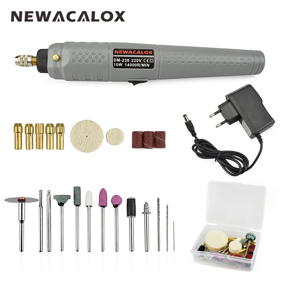 NEWACALOX EU 10 Вт мини шлифовальный набор Dremel роторный инструмент шлифовальный станок Беспроводная электрическая дрель заточка гравировка Ручка инструмент