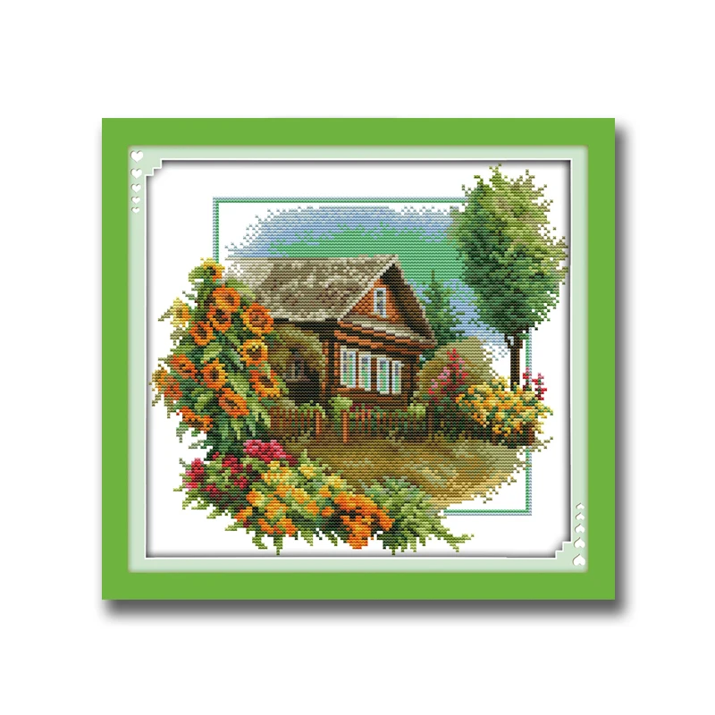 House with flowers garden Scenery DMC 14CT 11CT Cross Stitch kits embroider needlework Sets Handmade Art chinese cross stitch | Дом и сад