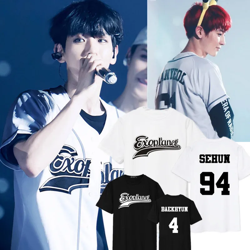 Новинка EXO Planet #3 kpop exo chanyeol sehun xiumin baekhyun летняя футболка женская k pop Футболка harajuku