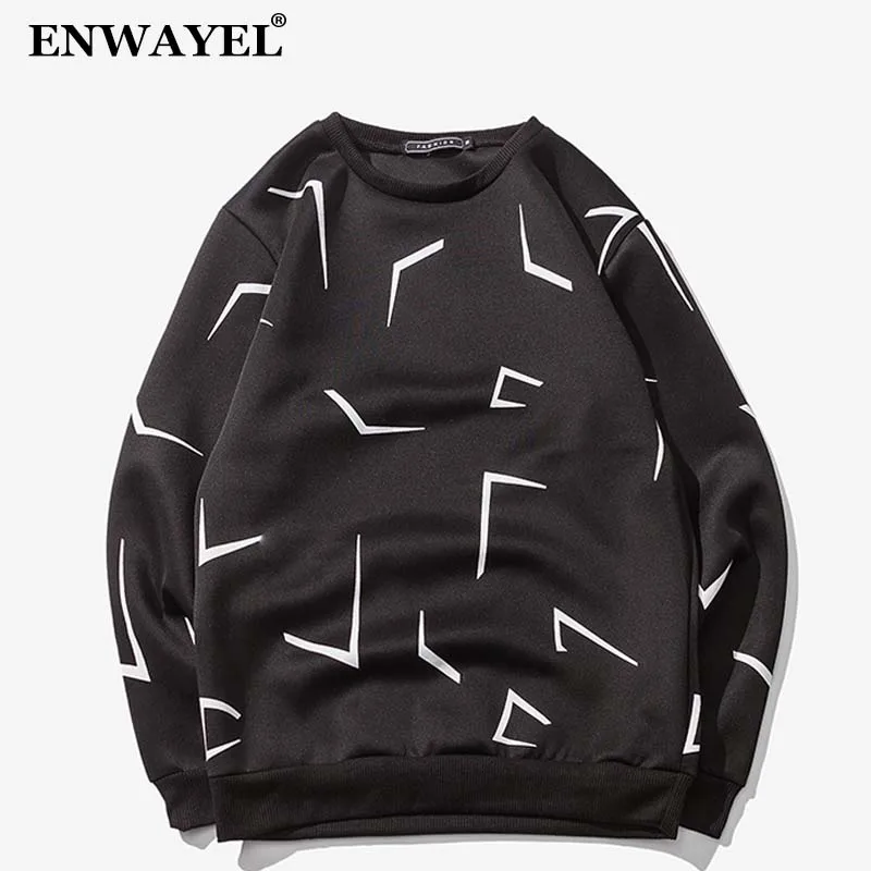 ENWAYEL 2018 осенью новый Модные принты Повседневное Толстовка Для мужчин Костюмы с