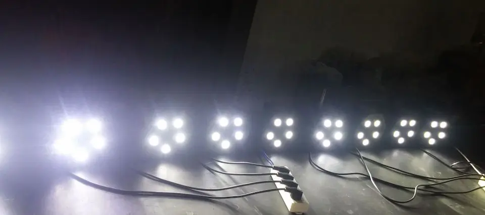 20 шт./лот ADJ светодиодный светильник Par 5x9 Вт RGB плоский 3 в 1 IEC вход/выход тонкие