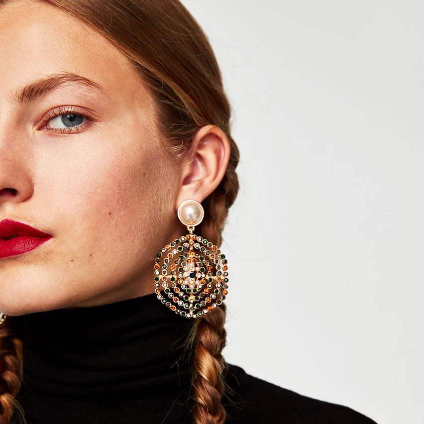 Оптовая продажа новые модные массивные серьги гвоздики с кристаллами swarovski Кулон