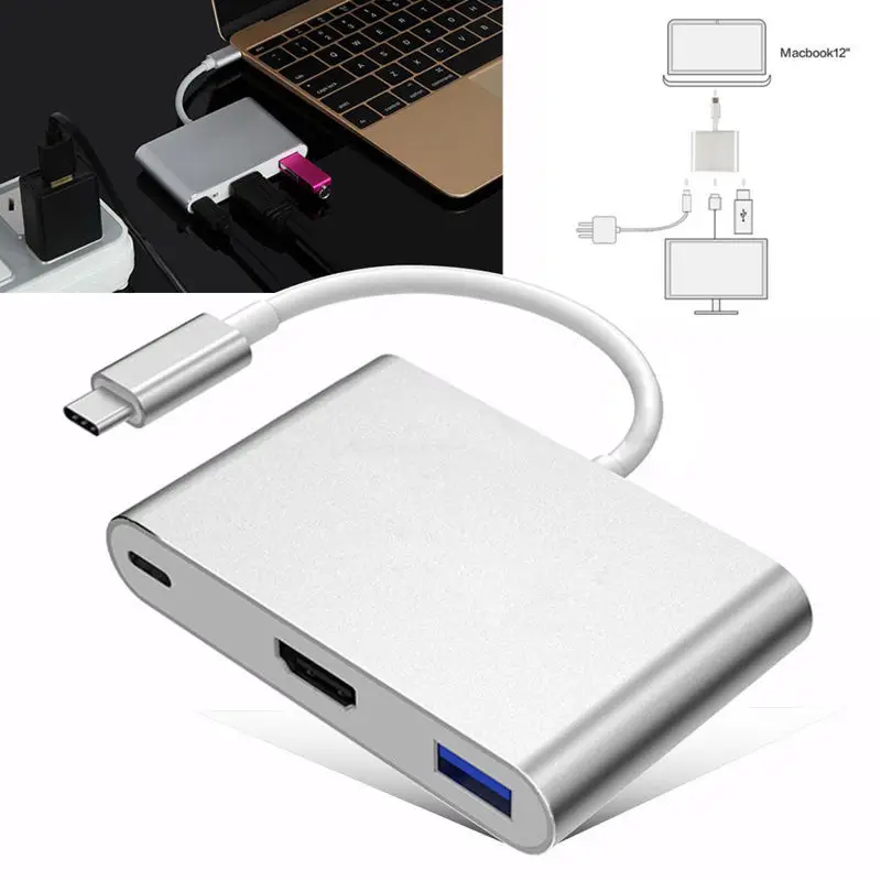 Новейшая модель Тип C USB 3 1 к 4K HDMI USB3.0 адаптер конвертер в хаб для Apple Macbook ленты и