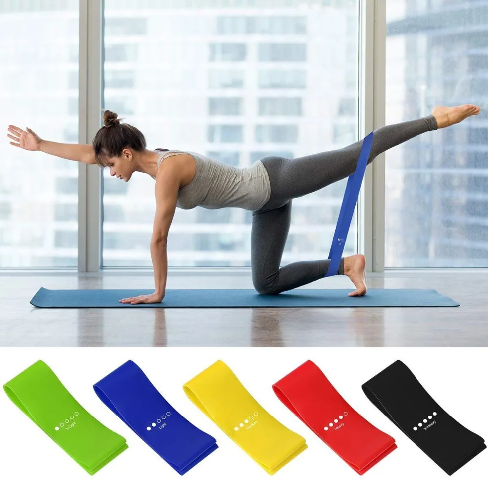 5 Level Yoga Resistance Rubber Bands Pilates Sport Training Workout Elastic Bands Indoor Outdoor Fitness Equipment 0.35mm-1.1mm