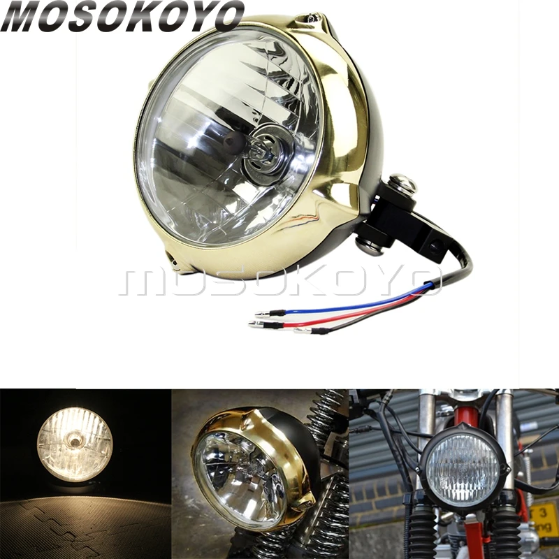 

Universal H4 12V 55W Motorcycle Headlight 5.75" Retro Front Headlamp Custom For Harley Cafe Racer Chopper Bobber Cruisers Motor