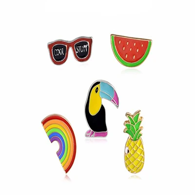 style1 Мода Мультфильм эмалевая брошь комплект Кнопка Контакты 3-7 шт./компл. животных Кофе фрукты Органы Еда завода кожаная куртка с лацканами на булавке значок ювелирные изделия - Окраска металла: style1