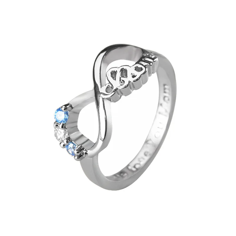 WYJZY Mother's Day theme inlaid zircon ring letter MOM 8 word styling ladies fashion jewelry classic mother's day gift | Украшения
